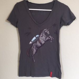Unicorn Jet Pack V neck t shirt